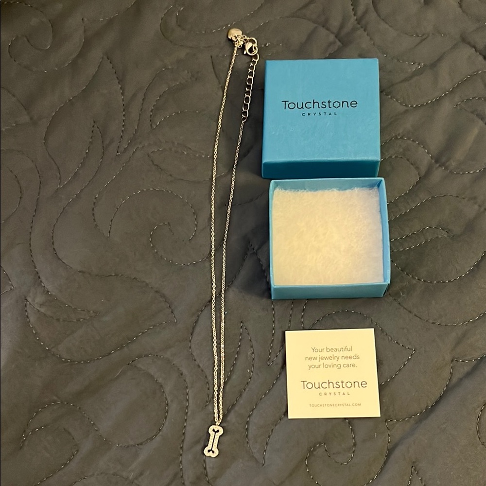Touchstone Crystal Silver Dog Bone Necklace